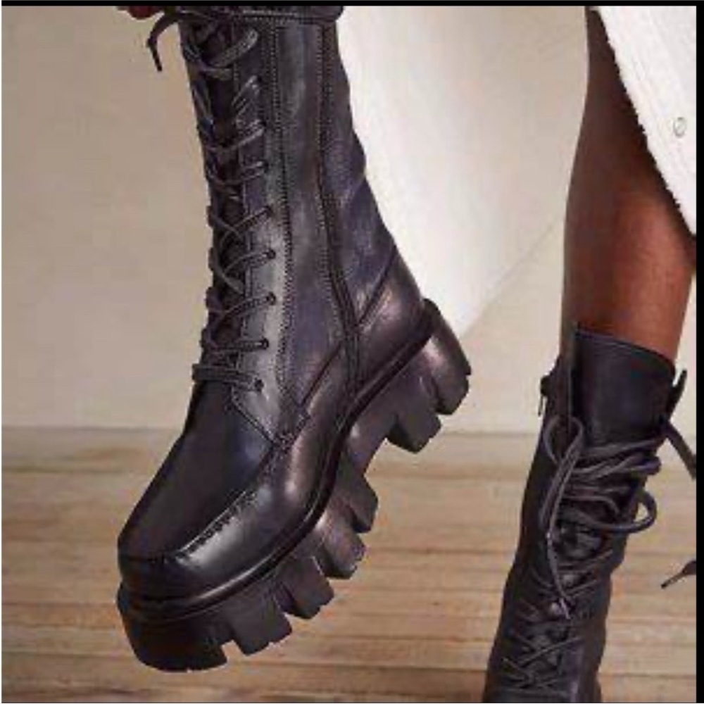Free People Charcoal Lace Up Boots - Picture 5 of 11